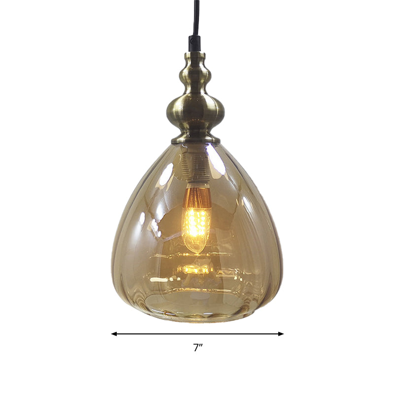 Pyramid Shade Restaurant Hanging Lamp Amber/Clear/Smoke Glass Single Bulb Modern Style Pendant Light Clearhalo 'Ceiling Lights' 'Glass shade' 'Glass' 'Modern Pendants' 'Modern' 'Pendant Lights' 'Pendants' Lighting' 183592