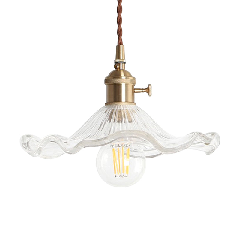 Hallway Foyer Lotus Leaf Pendant Lighting Clear Glass One Light Contemporary Hanging Lamp Clearhalo 'Ceiling Lights' 'Glass shade' 'Glass' 'Modern Pendants' 'Modern' 'Pendant Lights' 'Pendants' Lighting' 183623