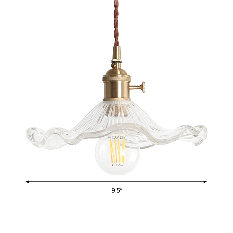 Hallway Foyer Lotus Leaf Pendant Lighting Clear Glass One Light Contemporary Hanging Lamp Clearhalo 'Ceiling Lights' 'Glass shade' 'Glass' 'Modern Pendants' 'Modern' 'Pendant Lights' 'Pendants' Lighting' 183624