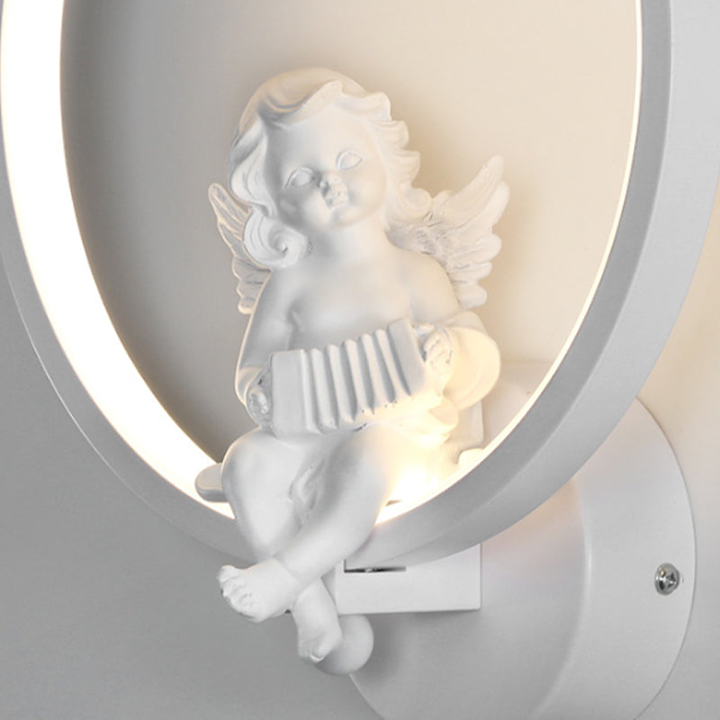 Art Ring Sconce Light with Little Angel Metal Resin Wall Lamp for Bedroom Mirror Bathroom Clearhalo 'Wall Lamps & Sconces' 'Wall Lights' Lighting' 183658