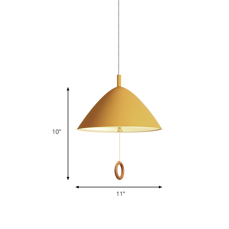 Living Room Conical Pendant Lamp Metal 1 Bulb Macaron Loft Suspension Light Clearhalo 'Ceiling Lights' 'Pendant Lights' 'Pendants' Lighting' 183665