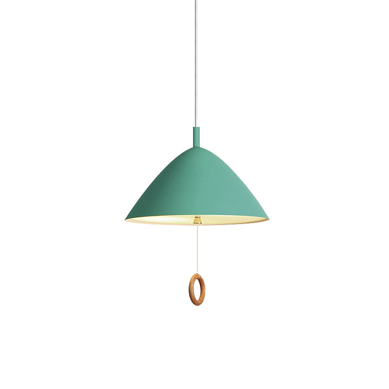 Living Room Conical Pendant Lamp Metal 1 Bulb Macaron Loft Suspension Light Clearhalo 'Ceiling Lights' 'Pendant Lights' 'Pendants' Lighting' 183667