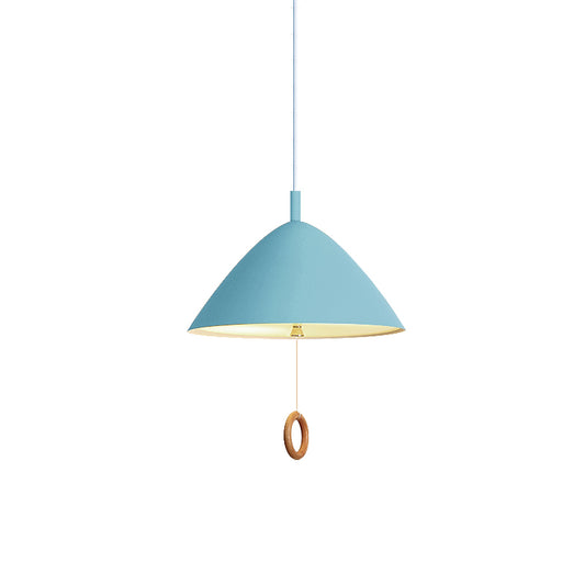 Living Room Conical Pendant Lamp Metal 1 Bulb Macaron Loft Suspension Light Clearhalo 'Ceiling Lights' 'Pendant Lights' 'Pendants' Lighting' 183673