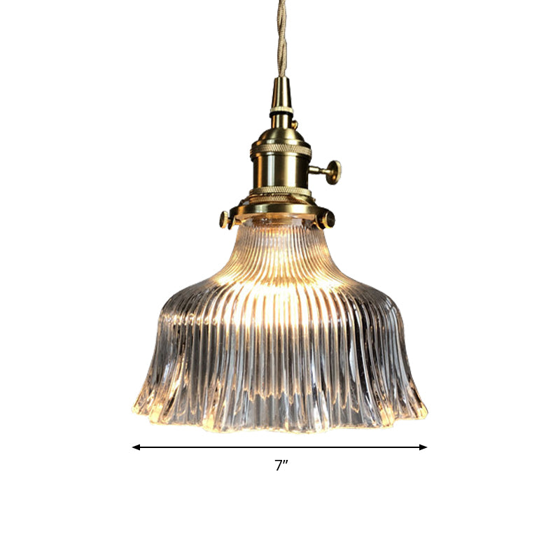 Contemporary Pendant Lamp with Brass Lamp Socket 1 Light Fluted Glass Pendant Light for Kitchen Clearhalo 'Ceiling Lights' 'Glass shade' 'Glass' 'Modern Pendants' 'Modern' 'Pendant Lights' 'Pendants' Lighting' 183728