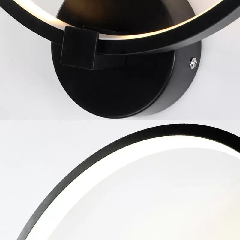 Contemporary Black Wall Light Ring Metal Sconce Light with Doll Deco for Kids Bedroom Clearhalo 'Wall Lamps & Sconces' 'Wall Lights' Lighting' 183771