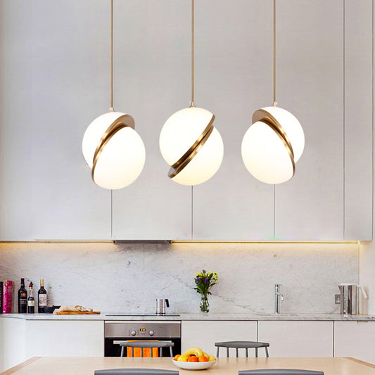 Frosted Glass 2-Hemisphere Pendant Lamp 1 Bulb Contemporary Hanging Light in White for Restaurant Clearhalo 'Ceiling Lights' 'Modern Pendants' 'Modern' 'Pendant Lights' 'Pendants' Lighting' 183947