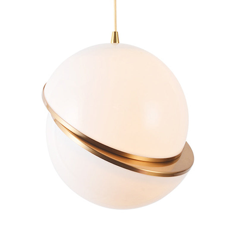 Frosted Glass 2-Hemisphere Pendant Lamp 1 Bulb Contemporary Hanging Light in White for Restaurant Clearhalo 'Ceiling Lights' 'Modern Pendants' 'Modern' 'Pendant Lights' 'Pendants' Lighting' 183948