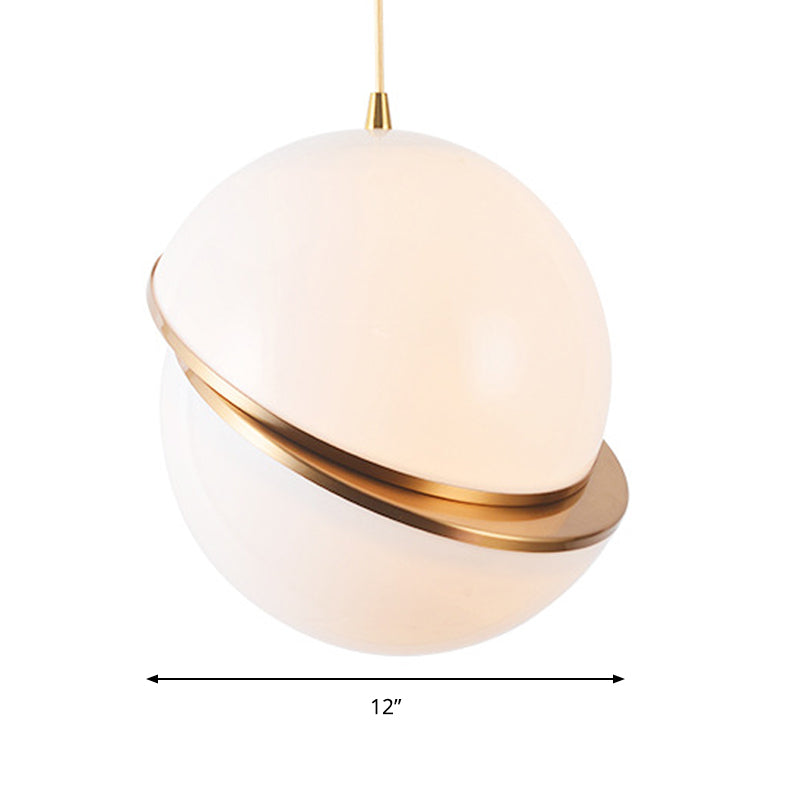 Frosted Glass 2-Hemisphere Pendant Lamp 1 Bulb Contemporary Hanging Light in White for Restaurant Clearhalo 'Ceiling Lights' 'Modern Pendants' 'Modern' 'Pendant Lights' 'Pendants' Lighting' 183949