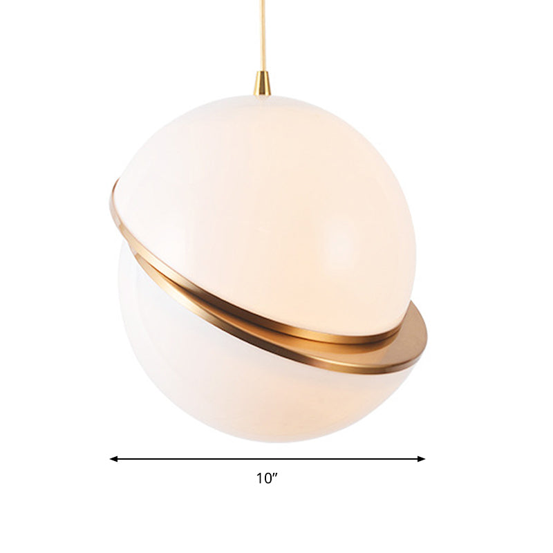 Frosted Glass 2-Hemisphere Pendant Lamp 1 Bulb Contemporary Hanging Light in White for Restaurant Clearhalo 'Ceiling Lights' 'Modern Pendants' 'Modern' 'Pendant Lights' 'Pendants' Lighting' 183950