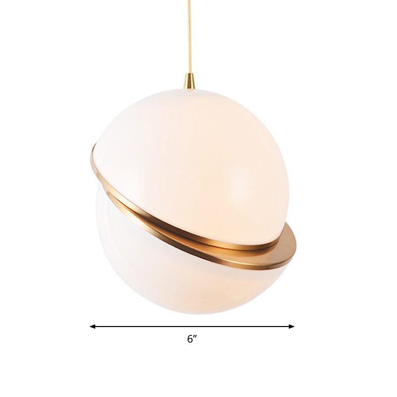 Frosted Glass 2-Hemisphere Pendant Lamp 1 Bulb Contemporary Hanging Light in White for Restaurant Clearhalo 'Ceiling Lights' 'Modern Pendants' 'Modern' 'Pendant Lights' 'Pendants' Lighting' 183952