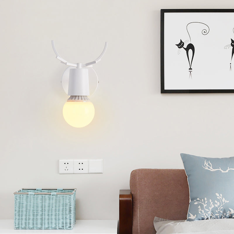 Study Room Deer Horn Wall Light Metal 1 Head Rustic Style White Sconce Light White B Clearhalo 'Wall Lamps & Sconces' 'Wall Lights' Lighting' 183962