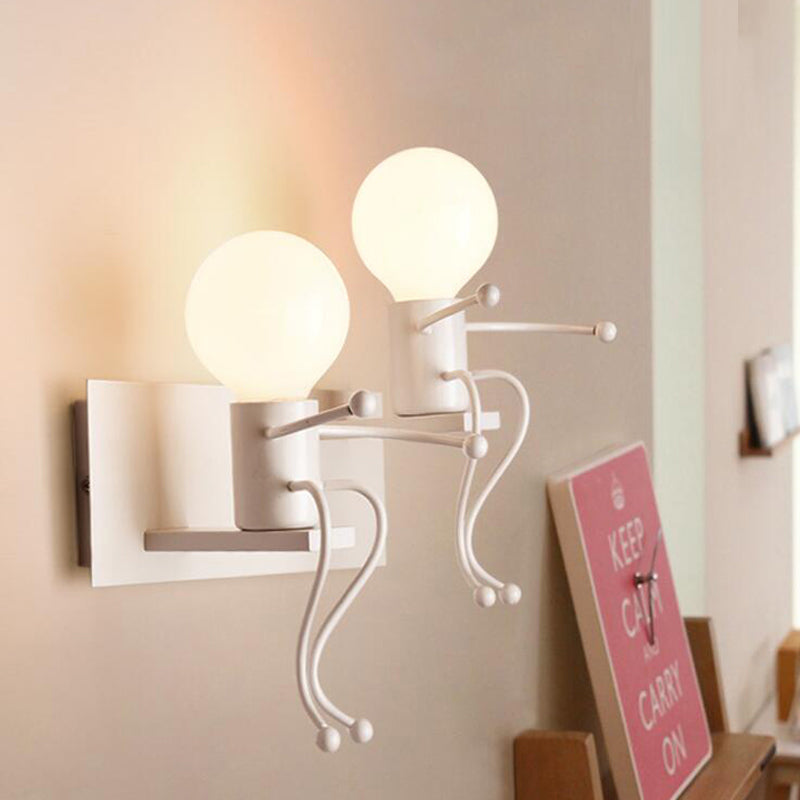 Kids White Wall Light Robot Shape One Light Metal Sconce Light for Stair Foyer 2.0 White Clearhalo 'Wall Lamps & Sconces' 'Wall Lights' Lighting' 183981