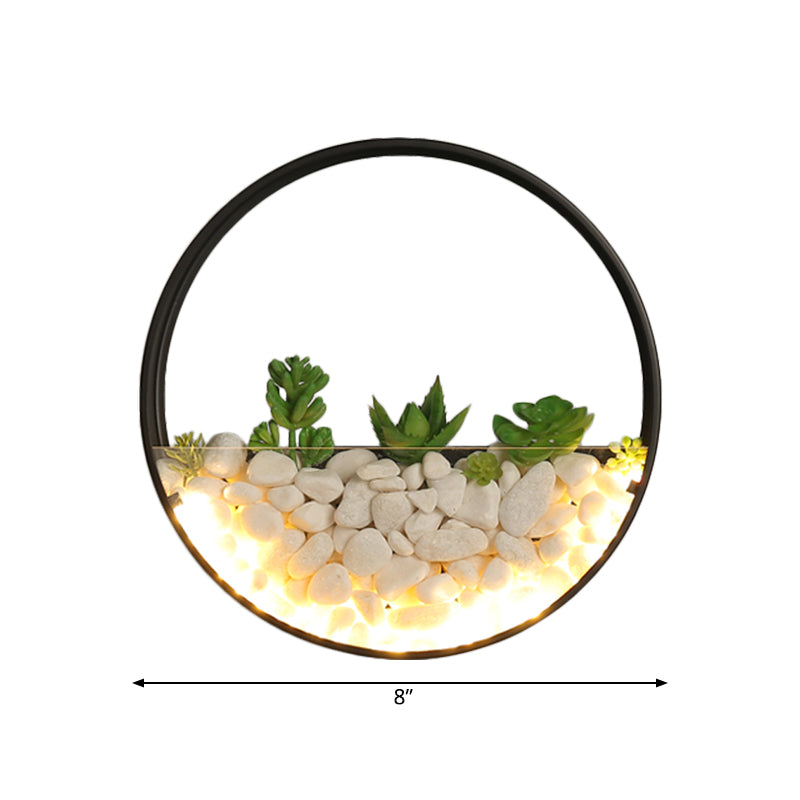 Lovely Big O Wall Light Acrylic Sconce Light with Fake Succulent & Stone for Living Room Bedroom Clearhalo 'Wall Lamps & Sconces' 'Wall Lights' Lighting' 183993