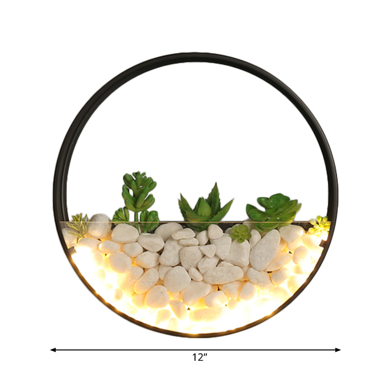 Lovely Big O Wall Light Acrylic Sconce Light with Fake Succulent & Stone for Living Room Bedroom Clearhalo 'Wall Lamps & Sconces' 'Wall Lights' Lighting' 183994