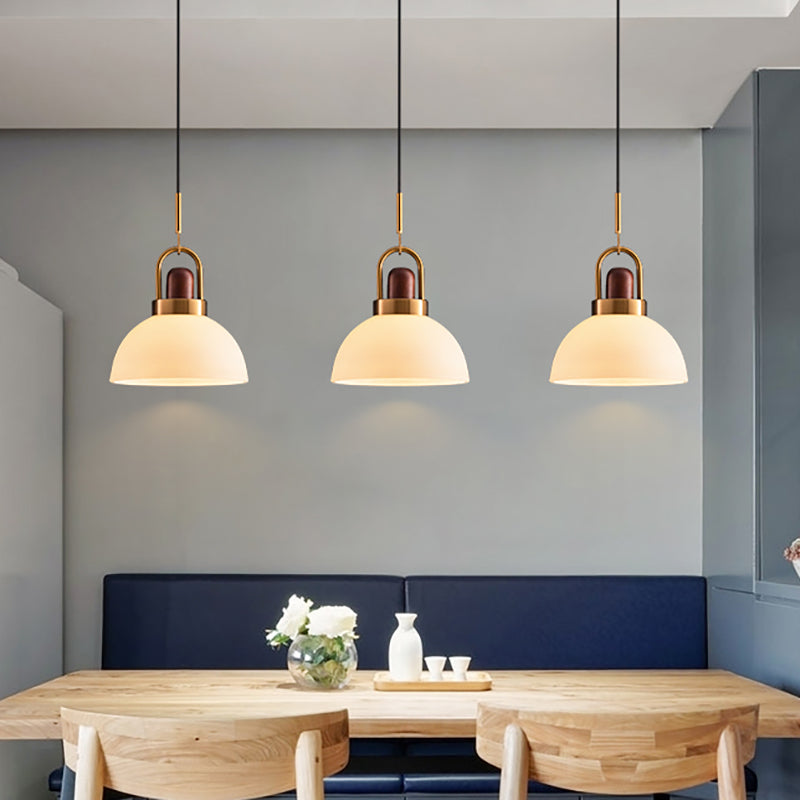 Hotel Kitchen Domed Pendant Light Frosted Glass 1 Light Simple Style White Hanging Lamp Clearhalo 'Ceiling Lights' 'Glass shade' 'Glass' 'Modern Pendants' 'Modern' 'Pendant Lights' 'Pendants' Lighting' 184024