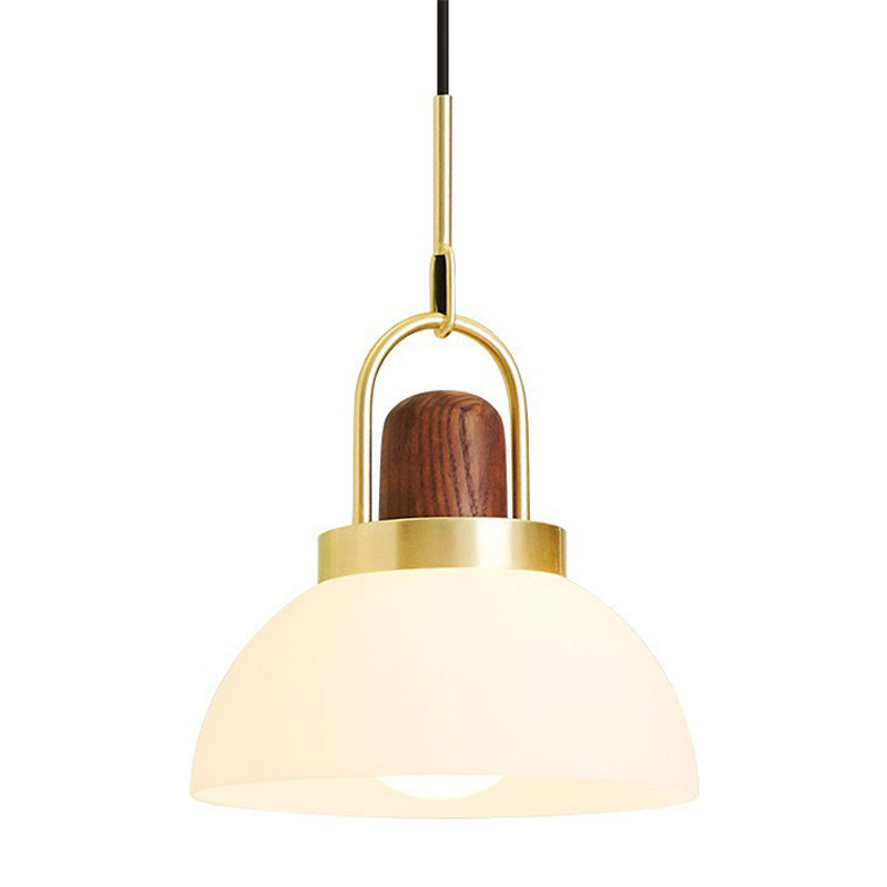 Hotel Kitchen Domed Pendant Light Frosted Glass 1 Light Simple Style White Hanging Lamp Clearhalo 'Ceiling Lights' 'Glass shade' 'Glass' 'Modern Pendants' 'Modern' 'Pendant Lights' 'Pendants' Lighting' 184025