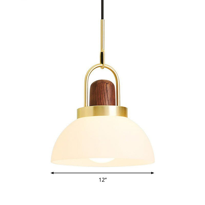 Hotel Kitchen Domed Pendant Light Frosted Glass 1 Light Simple Style White Hanging Lamp Clearhalo 'Ceiling Lights' 'Glass shade' 'Glass' 'Modern Pendants' 'Modern' 'Pendant Lights' 'Pendants' Lighting' 184026