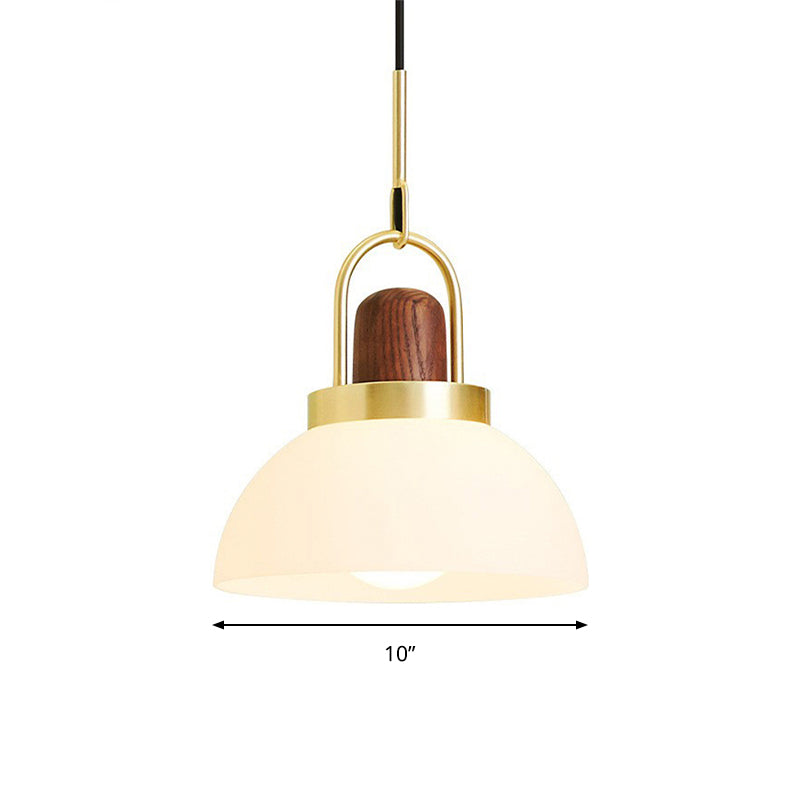 Hotel Kitchen Domed Pendant Light Frosted Glass 1 Light Simple Style White Hanging Lamp Clearhalo 'Ceiling Lights' 'Glass shade' 'Glass' 'Modern Pendants' 'Modern' 'Pendant Lights' 'Pendants' Lighting' 184027