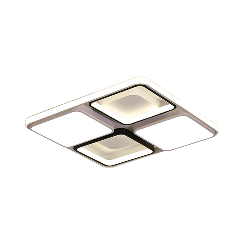 Black and White Square/Rectangle Flush Mount Lamp Modern Led 19.5"/45" Wide Acrylic Flush Mount Light Fixture in White/Warm Light Clearhalo 'Ceiling Lights' 'Close To Ceiling Lights' 'Close to ceiling' 'Flush mount' Lighting' 184059