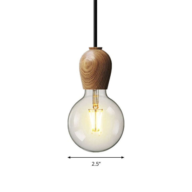 Wooden Lamp Socket Pendant Lamp Kitchen Bedroom 1 Light Minimalist Style Suspension Light in Beige Clearhalo 'Ceiling Lights' 'Modern Pendants' 'Modern' 'Pendant Lights' 'Pendants' Lighting' 184144