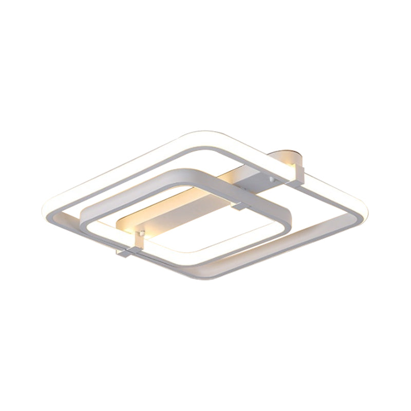 Rectangular Acrylic Semi Flush Modernist 2/3 Lights White Led Semi Flush Mount Ceiling Light Fixture in White/Warm Light Clearhalo 'Ceiling Lights' 'Close To Ceiling Lights' 'Close to ceiling' 'Semi-flushmount' Lighting' 184148