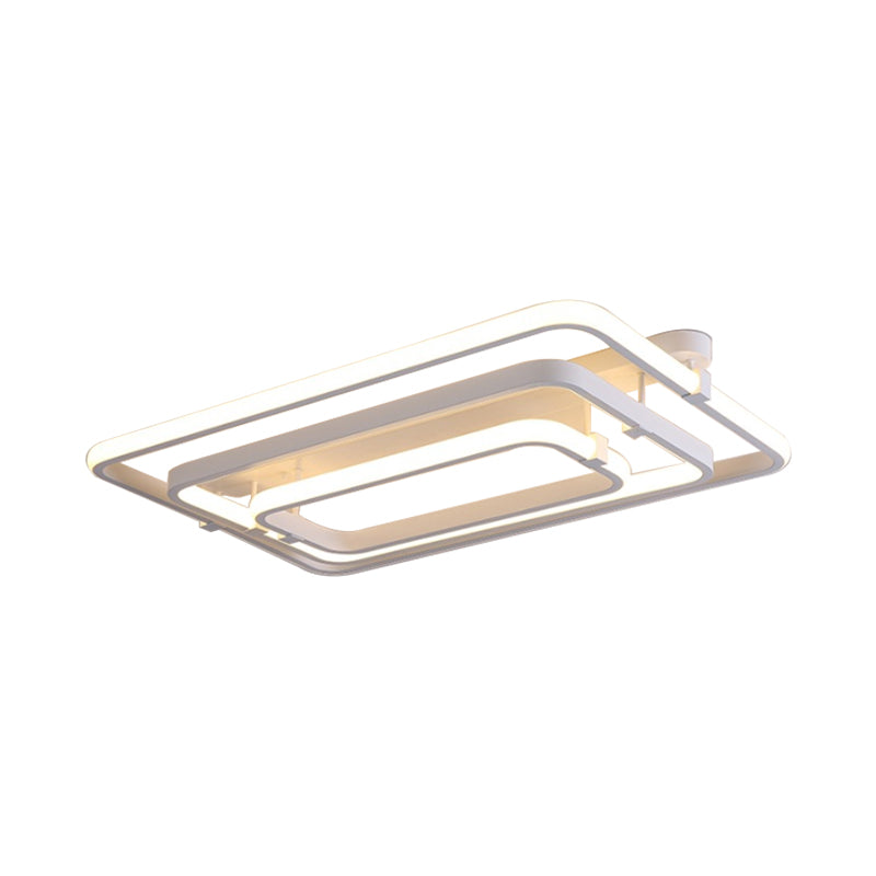 Rectangular Acrylic Semi Flush Modernist 2/3 Lights White Led Semi Flush Mount Ceiling Light Fixture in White/Warm Light Clearhalo 'Ceiling Lights' 'Close To Ceiling Lights' 'Close to ceiling' 'Semi-flushmount' Lighting' 184151