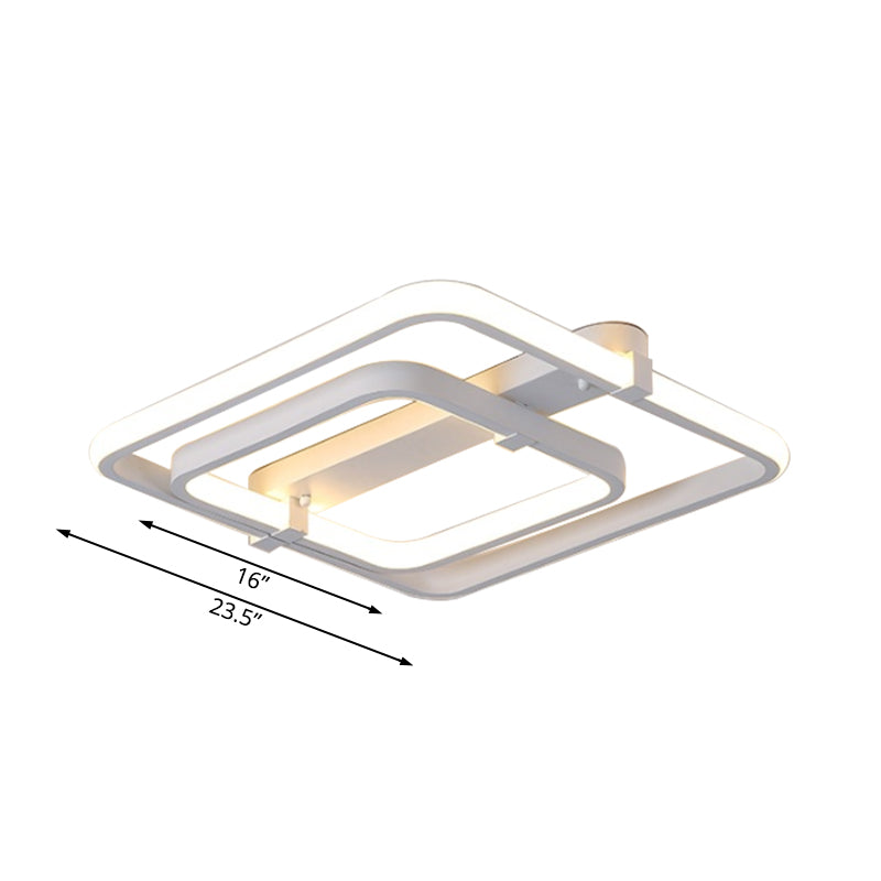 Rectangular Acrylic Semi Flush Modernist 2/3 Lights White Led Semi Flush Mount Ceiling Light Fixture in White/Warm Light Clearhalo 'Ceiling Lights' 'Close To Ceiling Lights' 'Close to ceiling' 'Semi-flushmount' Lighting' 184152