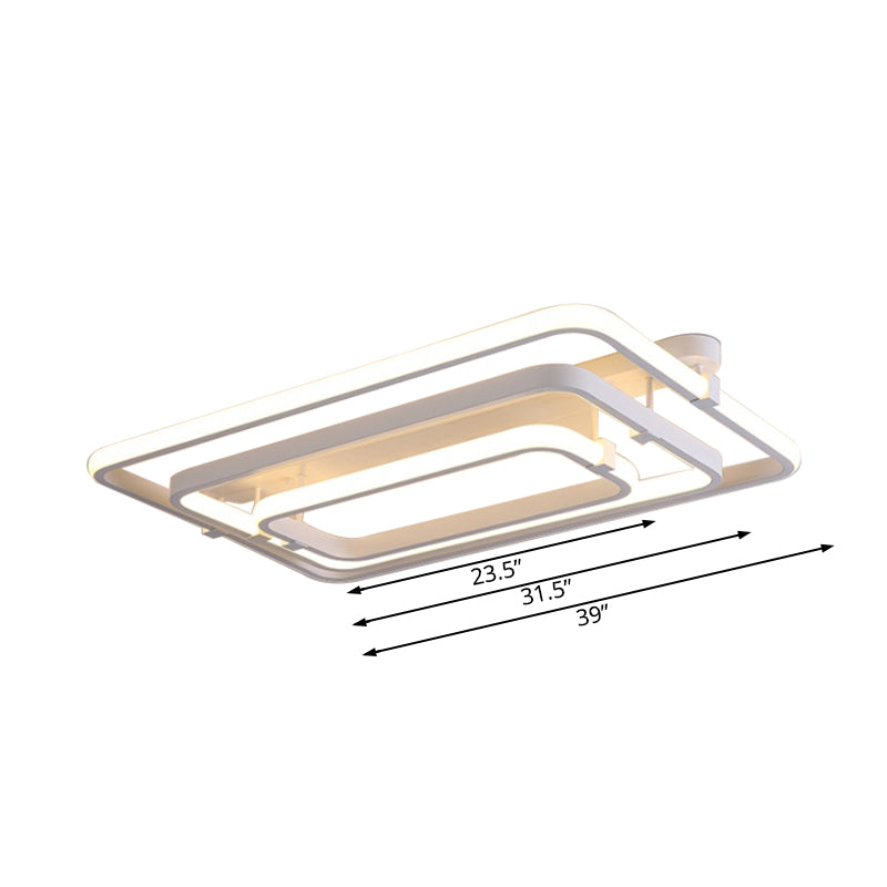 Rectangular Acrylic Semi Flush Modernist 2/3 Lights White Led Semi Flush Mount Ceiling Light Fixture in White/Warm Light Clearhalo 'Ceiling Lights' 'Close To Ceiling Lights' 'Close to ceiling' 'Semi-flushmount' Lighting' 184153