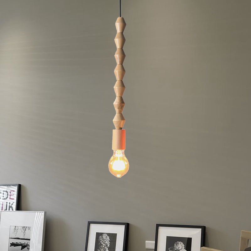 Japanese Style Bare Bulb Hanging Lamp with Wooden Deco Single Light Pendant Light in Beige for Kitchen Clearhalo 'Ceiling Lights' 'Modern Pendants' 'Modern' 'Pendant Lights' 'Pendants' Lighting' 184248