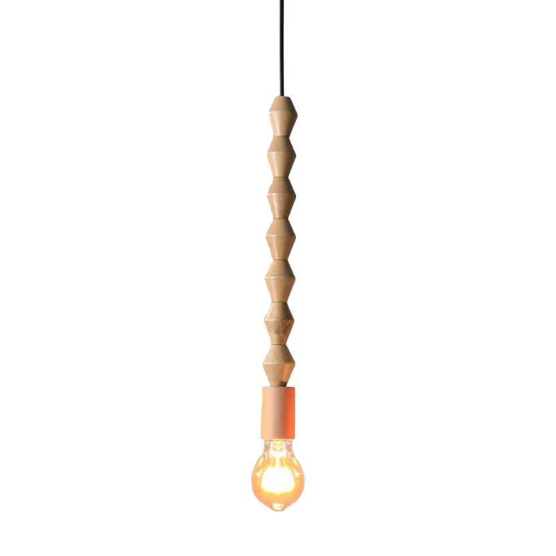 Japanese Style Bare Bulb Hanging Lamp with Wooden Deco Single Light Pendant Light in Beige for Kitchen Clearhalo 'Ceiling Lights' 'Modern Pendants' 'Modern' 'Pendant Lights' 'Pendants' Lighting' 184250