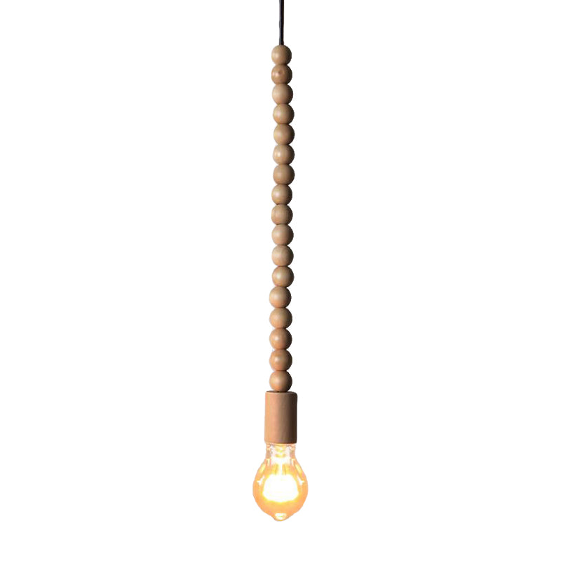 Japanese Style Bare Bulb Hanging Lamp with Wooden Deco Single Light Pendant Light in Beige for Kitchen Clearhalo 'Ceiling Lights' 'Modern Pendants' 'Modern' 'Pendant Lights' 'Pendants' Lighting' 184254