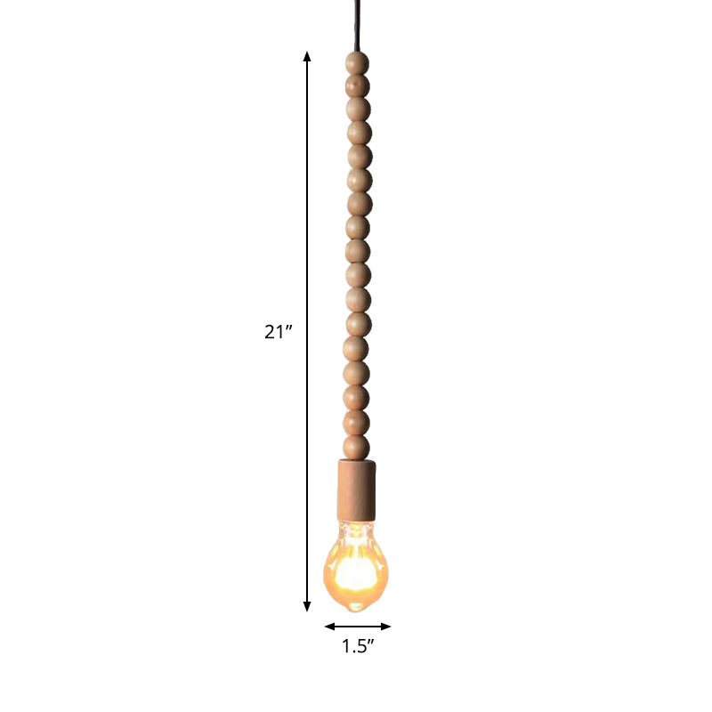 Japanese Style Bare Bulb Hanging Lamp with Wooden Deco Single Light Pendant Light in Beige for Kitchen Clearhalo 'Ceiling Lights' 'Modern Pendants' 'Modern' 'Pendant Lights' 'Pendants' Lighting' 184255