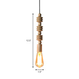 Japanese Style Bare Bulb Hanging Lamp with Wooden Deco Single Light Pendant Light in Beige for Kitchen Clearhalo 'Ceiling Lights' 'Modern Pendants' 'Modern' 'Pendant Lights' 'Pendants' Lighting' 184259