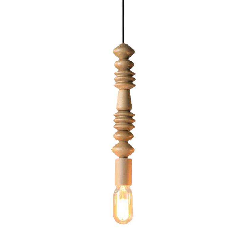 Japanese Style Bare Bulb Hanging Lamp with Wooden Deco Single Light Pendant Light in Beige for Kitchen Clearhalo 'Ceiling Lights' 'Modern Pendants' 'Modern' 'Pendant Lights' 'Pendants' Lighting' 184262