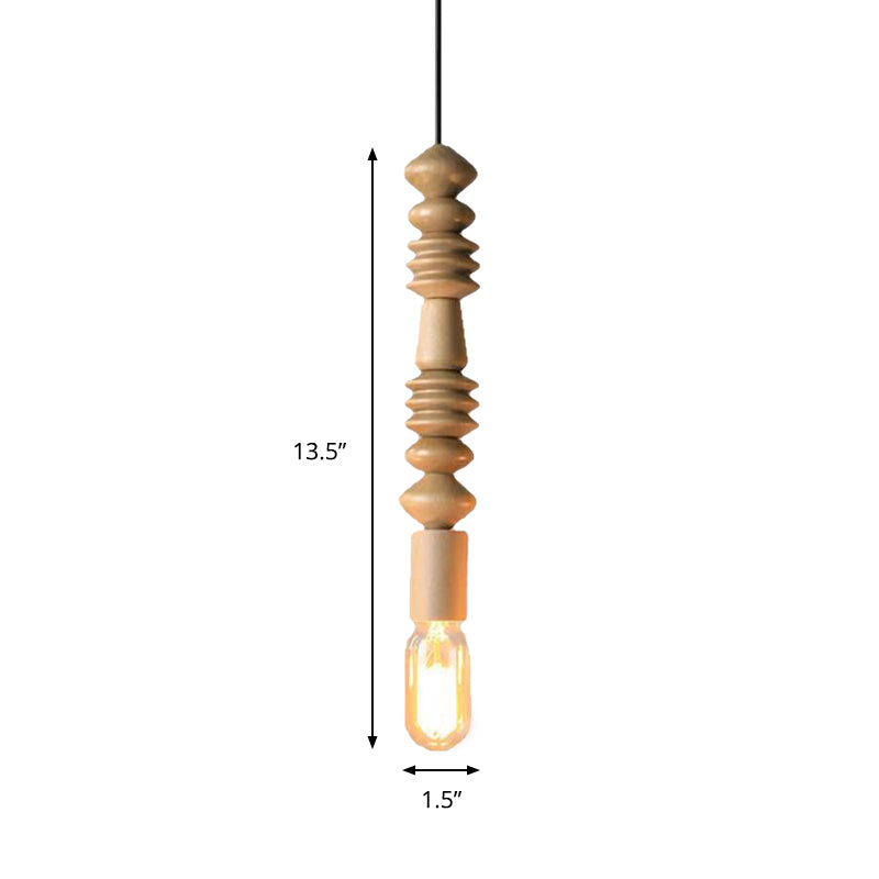 Japanese Style Bare Bulb Hanging Lamp with Wooden Deco Single Light Pendant Light in Beige for Kitchen Clearhalo 'Ceiling Lights' 'Modern Pendants' 'Modern' 'Pendant Lights' 'Pendants' Lighting' 184263