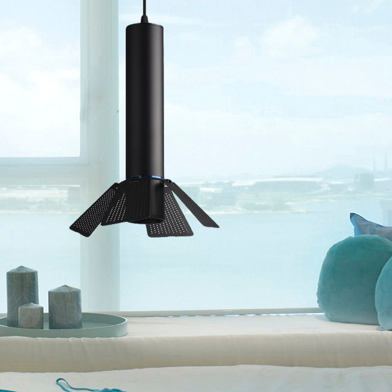 Macaron Style Mini Hanging Lamp Tube Shade 1 Light Metallic Pendant Lighting for Cloth Shop Black Clearhalo 'Ceiling Lights' 'Modern Pendants' 'Modern' 'Pendant Lights' 'Pendants' Lighting' 184307