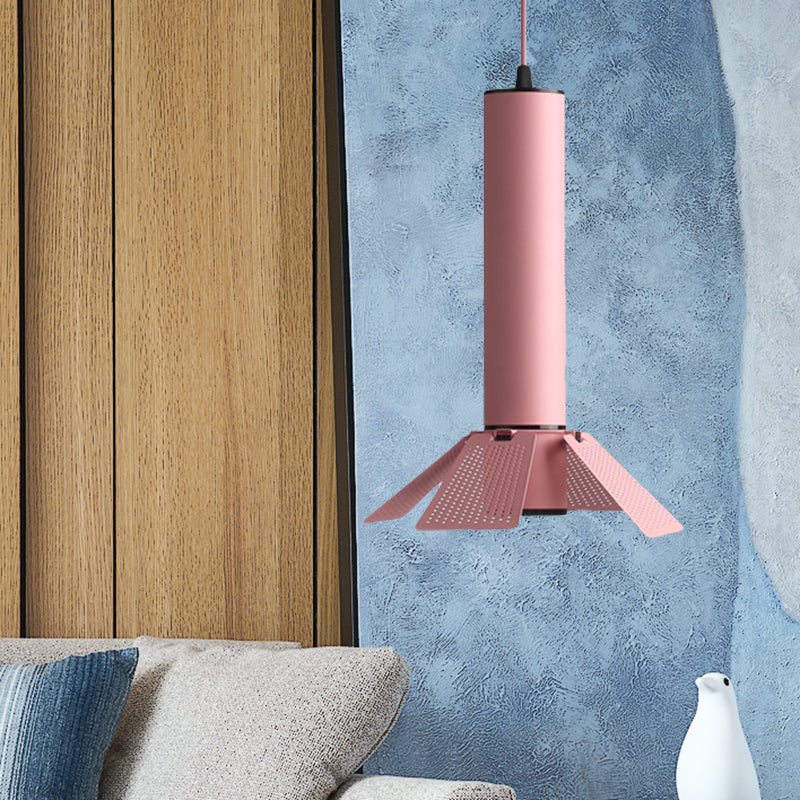 Macaron Style Mini Hanging Lamp Tube Shade 1 Light Metallic Pendant Lighting for Cloth Shop Pink Clearhalo 'Ceiling Lights' 'Modern Pendants' 'Modern' 'Pendant Lights' 'Pendants' Lighting' 184313