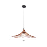 Flared Wire Shade Cafe Pendant Light Iron Single Light Modern Ceiling Pendant Lamp in Rose Gold Clearhalo 'Ceiling Lights' 'Modern Pendants' 'Modern' 'Pendant Lights' 'Pendants' Lighting' 184342