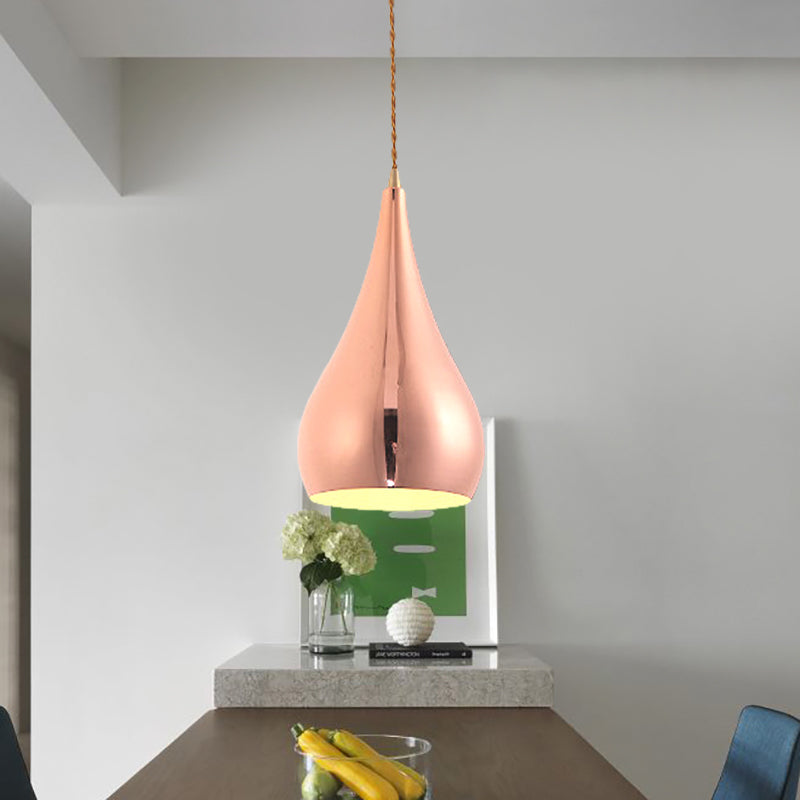 Rose Gold Teardrop Hanging Lamp 1 Head Contemporary Metal Pendant Light for Kitchen Island Rose Gold Clearhalo 'Ceiling Lights' 'Modern Pendants' 'Modern' 'Pendant Lights' 'Pendants' Lighting' 184354