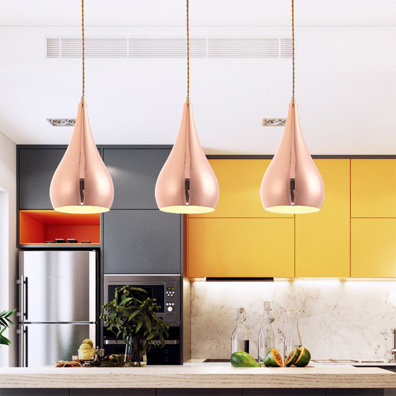 Rose Gold Teardrop Hanging Lamp 1 Head Contemporary Metal Pendant Light for Kitchen Island Clearhalo 'Ceiling Lights' 'Modern Pendants' 'Modern' 'Pendant Lights' 'Pendants' Lighting' 184355