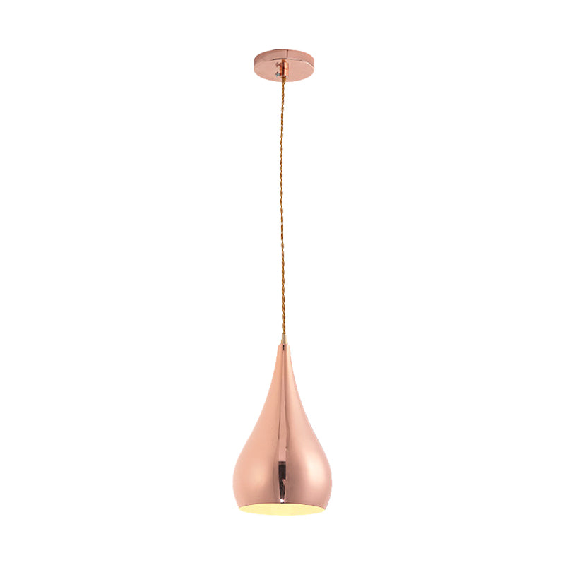 Rose Gold Teardrop Hanging Lamp 1 Head Contemporary Metal Pendant Light for Kitchen Island Clearhalo 'Ceiling Lights' 'Modern Pendants' 'Modern' 'Pendant Lights' 'Pendants' Lighting' 184356