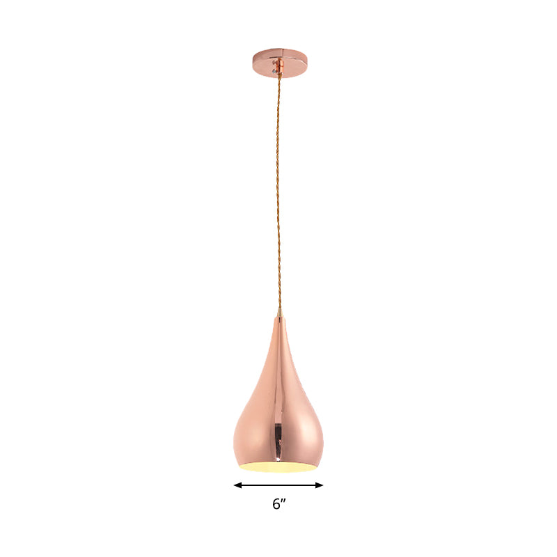 Rose Gold Teardrop Hanging Lamp 1 Head Contemporary Metal Pendant Light for Kitchen Island Clearhalo 'Ceiling Lights' 'Modern Pendants' 'Modern' 'Pendant Lights' 'Pendants' Lighting' 184357