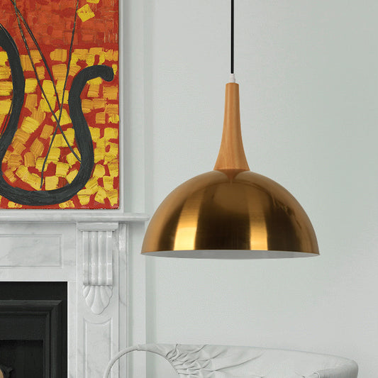 One Head Bowl Pendant Lighting Elegant Style Metal Hanging Lamp in Gold for Cafe Dining Table Gold Clearhalo 'Ceiling Lights' 'Modern Pendants' 'Modern' 'Pendant Lights' 'Pendants' Lighting' 184428