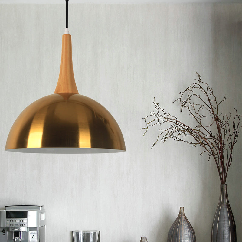 One Head Bowl Pendant Lighting Elegant Style Metal Hanging Lamp in Gold for Cafe Dining Table Clearhalo 'Ceiling Lights' 'Modern Pendants' 'Modern' 'Pendant Lights' 'Pendants' Lighting' 184429