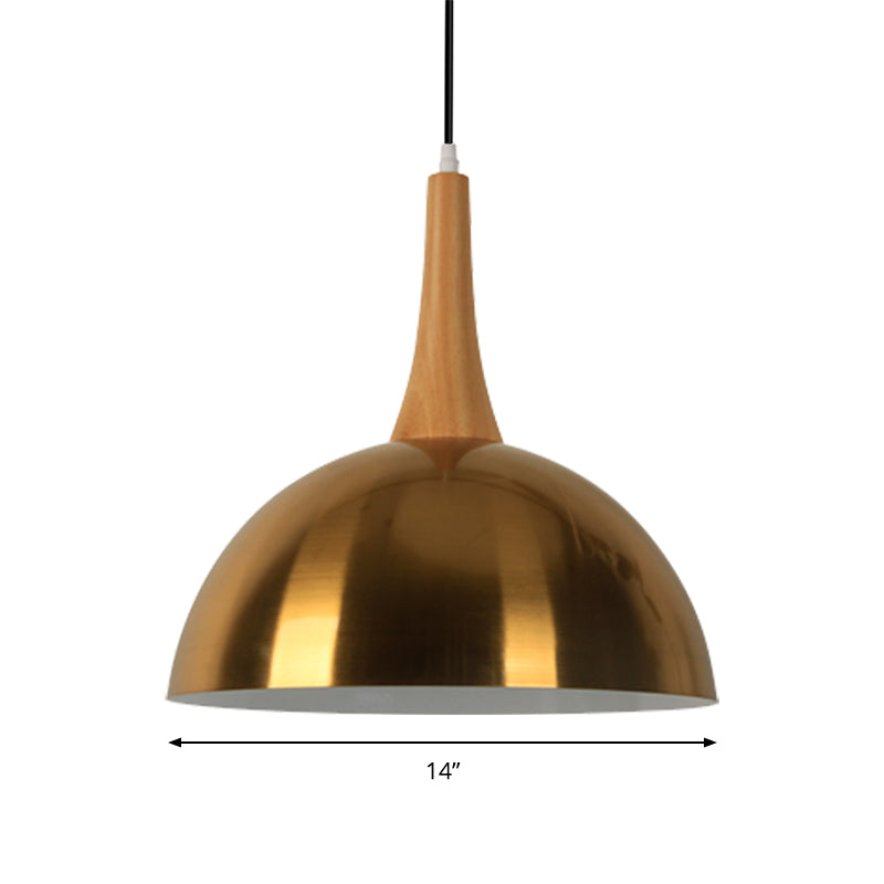 One Head Bowl Pendant Lighting Elegant Style Metal Hanging Lamp in Gold for Cafe Dining Table Clearhalo 'Ceiling Lights' 'Modern Pendants' 'Modern' 'Pendant Lights' 'Pendants' Lighting' 184431