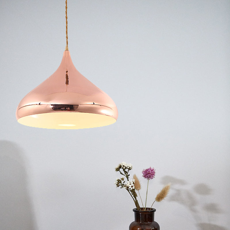 Onion Shaped Bedroom Hanging Light Metal One Light Contemporary Pendant Lamp in Rose Gold Rose Gold Clearhalo 'Ceiling Lights' 'Modern Pendants' 'Modern' 'Pendant Lights' 'Pendants' Lighting' 184454