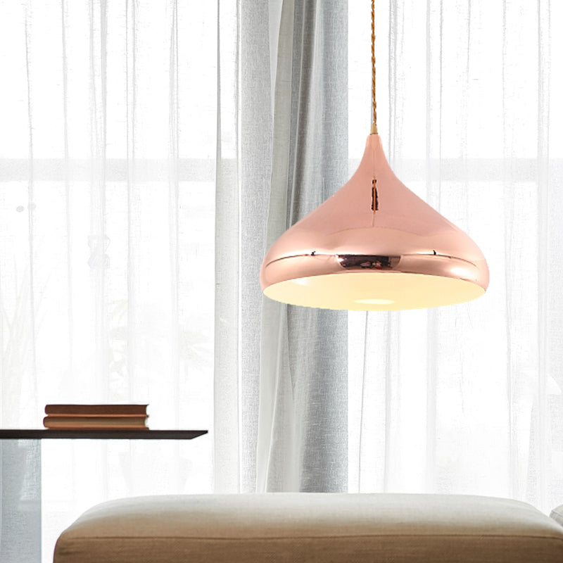 Onion Shaped Bedroom Hanging Light Metal One Light Contemporary Pendant Lamp in Rose Gold Clearhalo 'Ceiling Lights' 'Modern Pendants' 'Modern' 'Pendant Lights' 'Pendants' Lighting' 184455