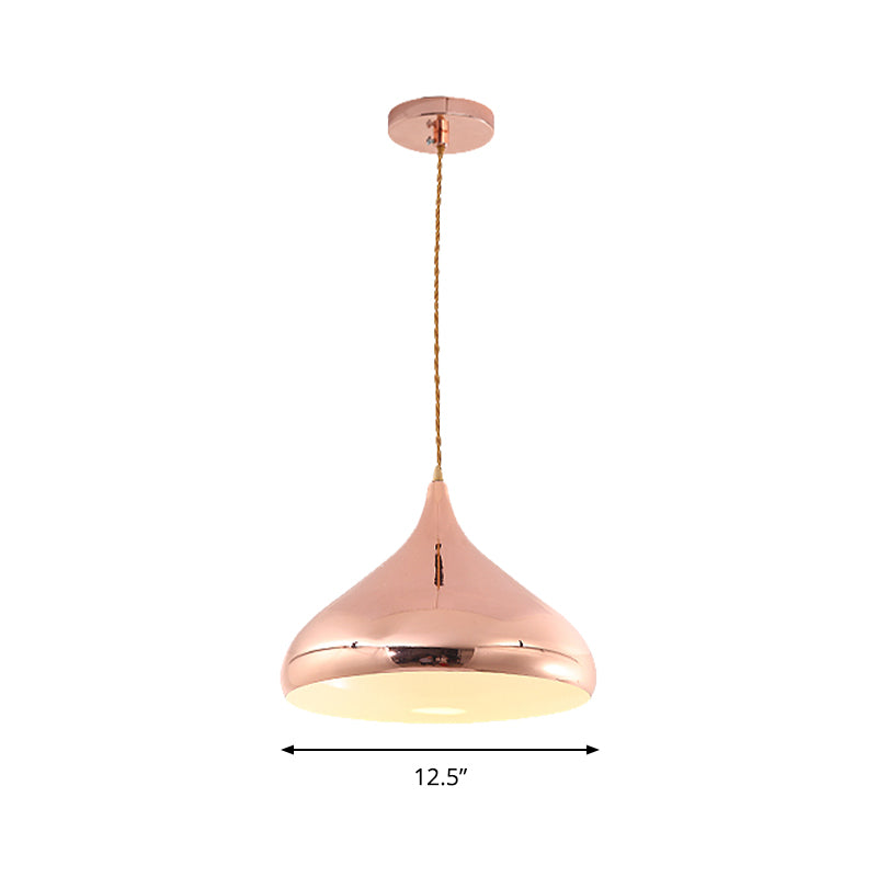 Onion Shaped Bedroom Hanging Light Metal One Light Contemporary Pendant Lamp in Rose Gold Clearhalo 'Ceiling Lights' 'Modern Pendants' 'Modern' 'Pendant Lights' 'Pendants' Lighting' 184458