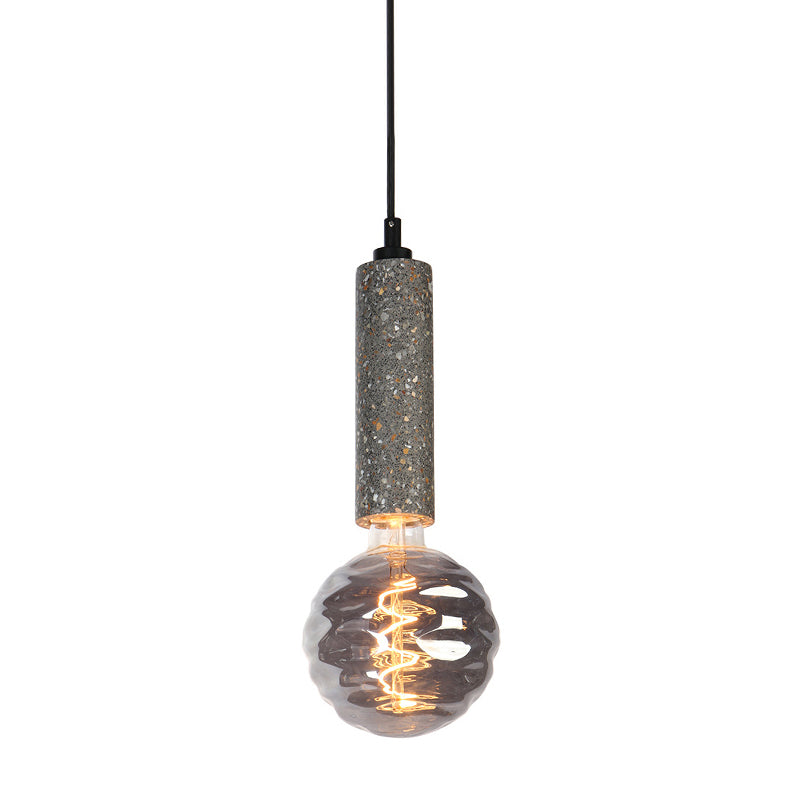 Simple Style Orb Pendant Light Dimple Glass 5" W 1 Light Hanging Lamp with Grey/White Tube Deco for Cloth Shop Clearhalo 'Ceiling Lights' 'Modern Pendants' 'Modern' 'Pendant Lights' 'Pendants' Lighting' 184580