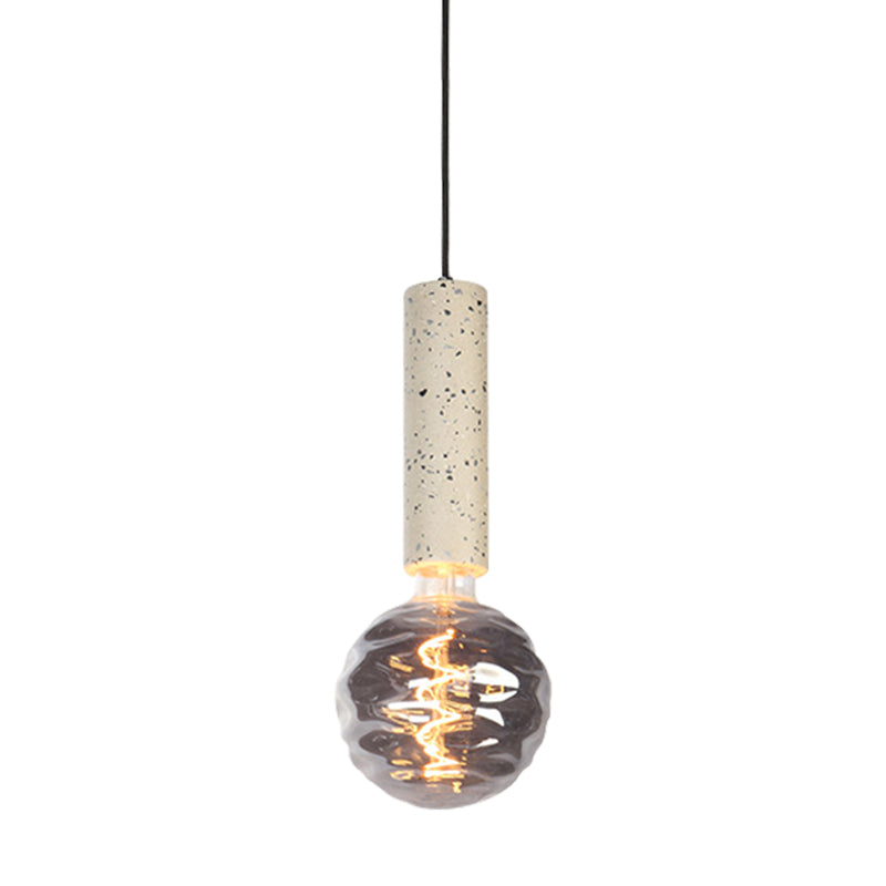 Simple Style Orb Pendant Light Dimple Glass 5" W 1 Light Hanging Lamp with Grey/White Tube Deco for Cloth Shop Clearhalo 'Ceiling Lights' 'Modern Pendants' 'Modern' 'Pendant Lights' 'Pendants' Lighting' 184585